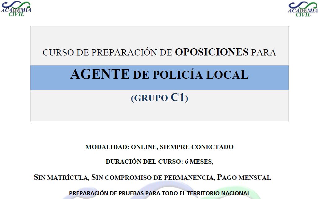 Curso de preparación para Policía Local – Grupo C