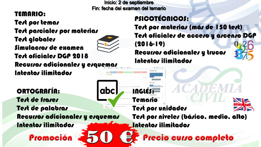 Policía Nacional – Curso Online intensivo de Test – convocatoria 2019/20